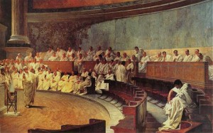 Cicero Denounces Catiline: Fresco by Cesare Maccari/Wikimedia Commons