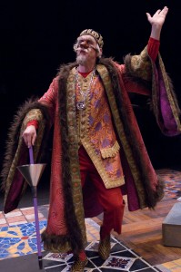 Pantalone (David Kelly) is overjoyed at the prospect of receiving more gold. Photo by Jenny Graham.