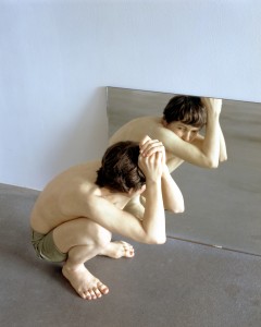 Ron Mueck, "Crouching Boy in Mirror," 1999/2002. The Broad Art Foundation, Santa Monica.