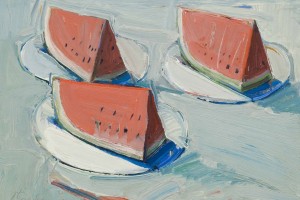 Wayne Thiebaud, "Watermelon Slices," 1961. Oil on canvas. Private collection. Copyright Wayne Thiebaud/License by VAGA, New York, N.Y.