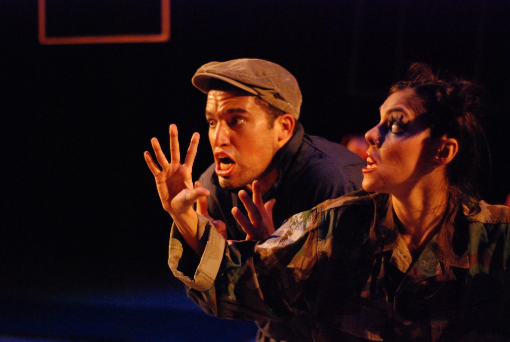 CarlosAlexis Cruz and Mayra Acevedo as Pedro and his militant wife on an attempt to confront a human in "A Suicide Note from a Cockroach." Photo: Drew Foster 