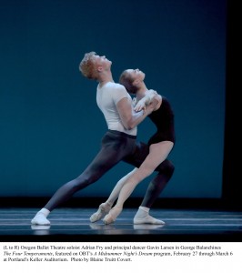 Adrian Fry and Gavin Larsen in The Four Temperaments at OBT. Photo: Blaine Truitt Covert