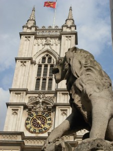 Lion outside Westminster Abbey
