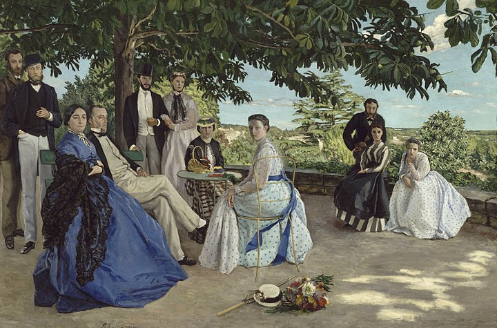 Family Reunion.  1867.  FrÃ©dÃ©ric Bazille (1841-1870).  Oil on canvas, 59 7/8 inches x 7 ft. 6 Â½ inches. RMN (MusÃ©e dâ€™Orsay)/HervÃ© Lewandowski