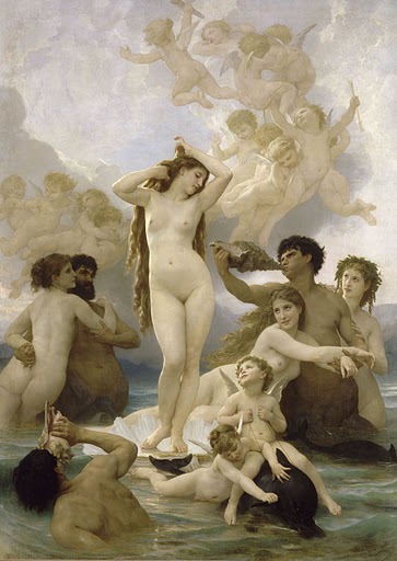Birth of Venus.  1879.  William Adolphe Bouguereau (1825-1905).  Oil on canvas, 9 ft. 10 1/8 inches x 7 ft. 5/8 inches. RMN (MusÃ©e dâ€™Orsay)/HervÃ© Lewandowski