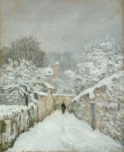 Snow at Louvenciennes. 1878. Alfred Sisley (1839-1899) Oil on canvas. 24 x 20 inches. RMN (MusÃ©e dâ€™Orsay)/HervÃ© Lewandowski