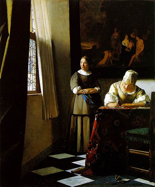"Lady Writing a Letter with her Maid" by Johannes Vermeer (c. 1670-1671), National Gallery of Ireland, Dublin