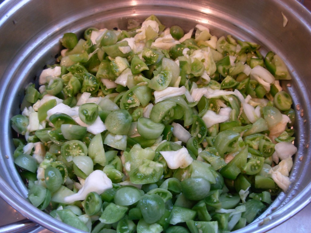 Chopped tomatoes, cabbage, onions and green peppers