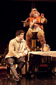 Prince Hal (John Tufts, left), heir to the throne, finds the company of Sir John Falstaff (David Kelly) preferable to court. Photo by Jenny Graham.