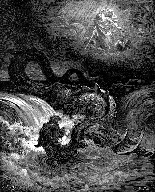 Mr. Scatter preparing to edit an unruly submission. OK, OK. Actually, it's "Destruction of Leviathan," an 1865 engraving by Gustave DorÃ©. Wikimedia Commons