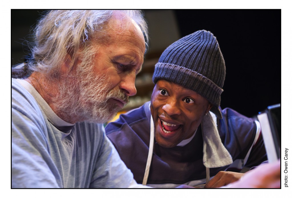 Bill Geisslinger and Vin Shambry in "Superior Donuts" at Artists Rep. Photo: Owen Carey.