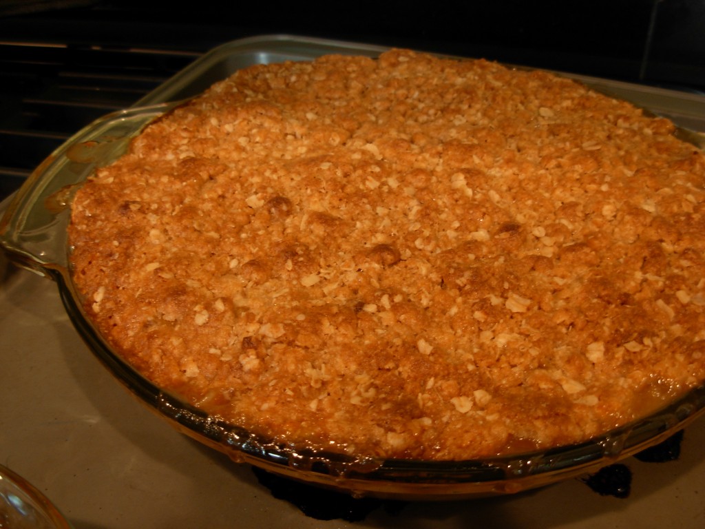 Apple crisp, hot from the oven.