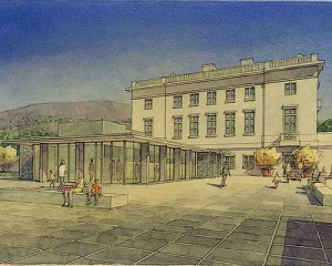 The Plaza by GBD Architects. Watercolor rendering by C.S. Holmes.