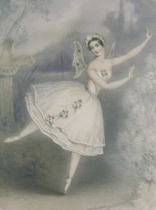 Lithograph by unknown of the ballerina Carlotta Grisi in en:Giselle. Paris, 1841. Image was scanned from the book "The Romantic Ballet in Paris" by Ivor Guest. Wikimedia Commons.