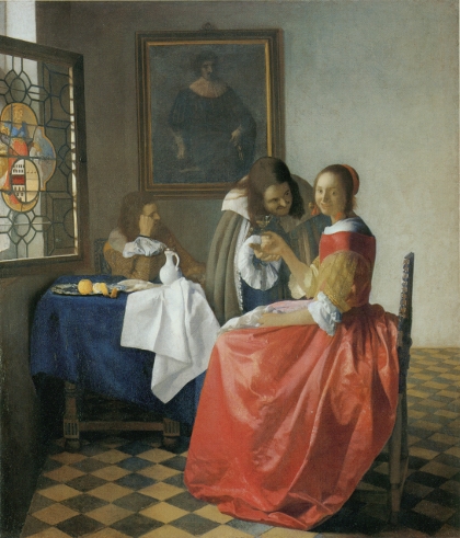 "Girl With a Glass of Wine" by Vermeer. Image courtesy of Essential Vermeer.