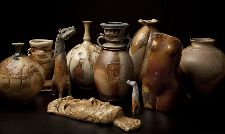 A selection of finished pieces from the March 2011 firing of the East Creek Anagama Kiln. Photo: Brian Feulner/The Oregonian.