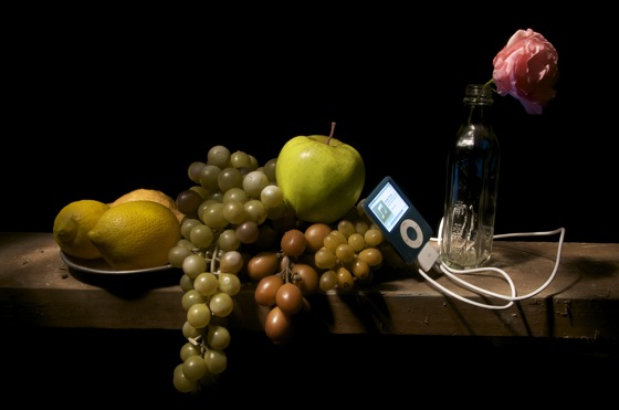 "Still Life with Lemons, Grapes and Apple," Kerry Davis, at 12x16 Gallery