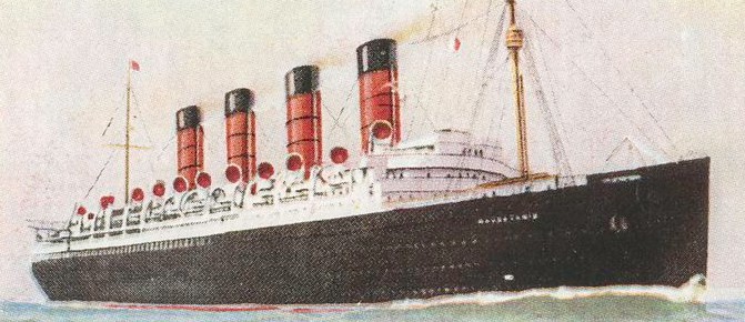 Drawing of the RMS Mauretania, from a cigarette card, ca. 1922-29. New York Public Library/Wikimedia Commons
