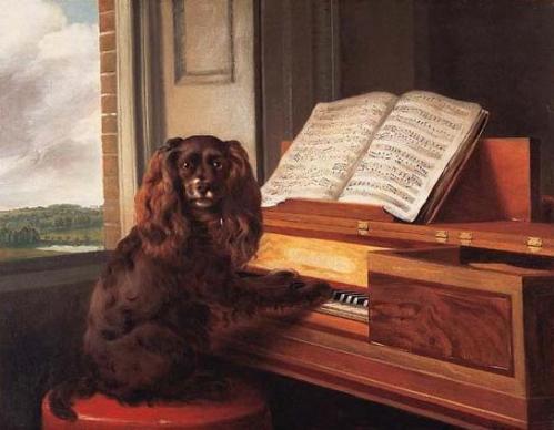 "Portrait of an Extraordinary Musical Dog," oil on canvas (presumed), by the British artist Philip Reinagle, R.A. Dated 1805. From the collection of the Virginia Museum of Fine Arts. Image courtesy of janeaustensworld blog.