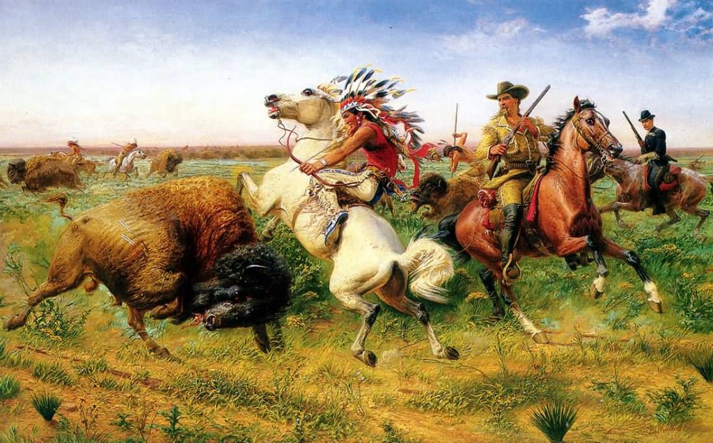 Louis Maurer, The Great Royal Buffalo Hunt," color print, 1895. Wikimedia Commons.