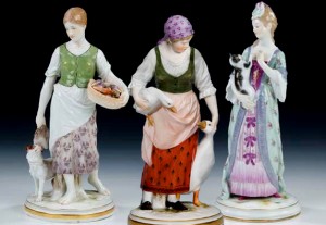 Pristine peasantry: three procelain figures for Meissen by Jacob Ungerer (1840-1920). Wikimedia Commons.