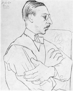 Igor Stravinsky, as drawn by Pablo Picasso, 31 December 1920. Wikimedia Commons