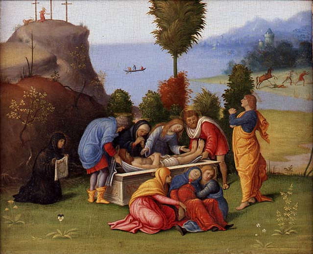 Giovanni Francesco Caroto, "The Entombment of Christ," oil on wood, 1510
