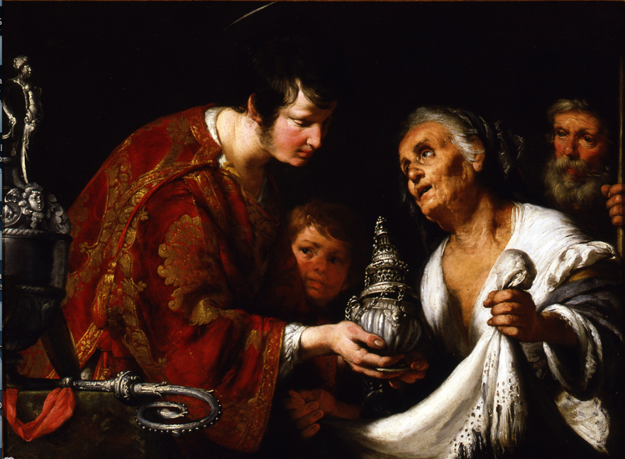 Bernardo Strozzi, "St. Lawrence Giving the Treasures of the Church to the Poor." Early 17th century.